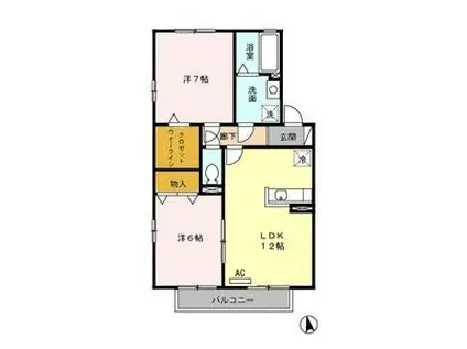 セジュール直江 B棟(2LDK/2階)の間取り写真