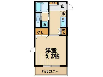 アイムタウン上祖師谷(1K/1階)の間取り写真