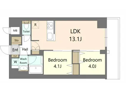 S-RESIDENCE王子ENABLE(2LDK/4階)の間取り写真