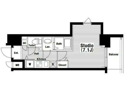 グランドガーラ横濱山下町(1K/7階)の間取り写真