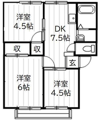 メゾン有明 A(3DK/2階)の間取り写真