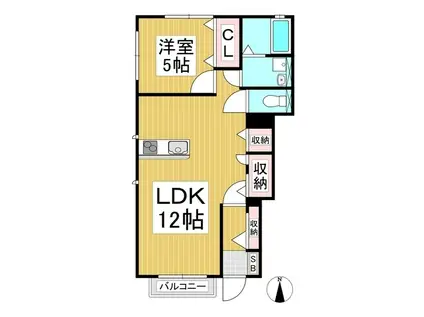 ハイムメゾンこむぎ(1LDK/1階)の間取り写真