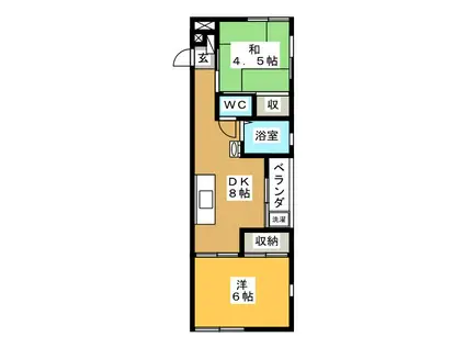 調布南コーポラス(2DK/5階)の間取り写真