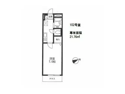 K-FLAT(1K/1階)の間取り写真