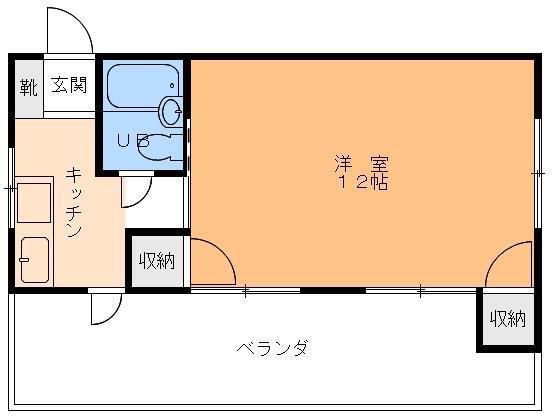 古町マンション(1K/4階)の間取り写真