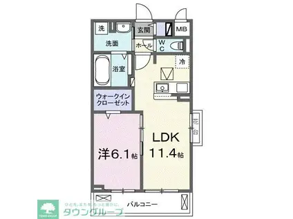 アウラティエ(1LDK/1階)の間取り写真