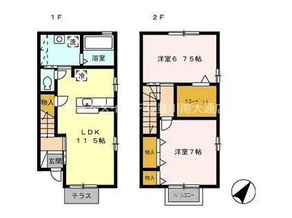 メゾハイネス(2LDK/1階)の間取り写真