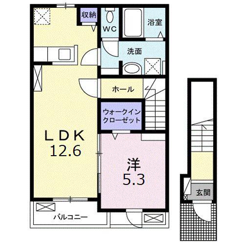 プラシード・ヴィラM A(1LDK/2階)の間取り写真