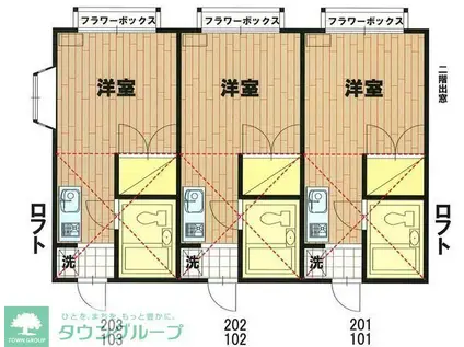 ザ・キャビン(ワンルーム/2階)の間取り写真