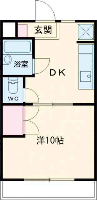 グランピアI(1DK/4階)の間取り写真