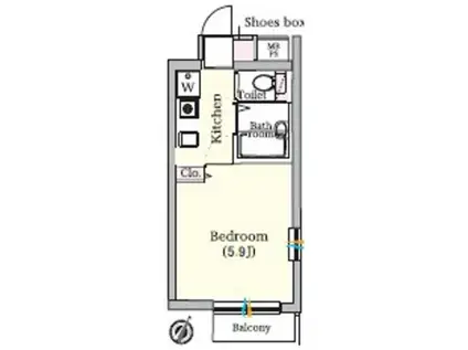 プラチナコート池上(1K/2階)の間取り写真