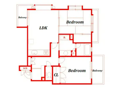 パーク・ノヴァ大船(2DK/4階)の間取り写真