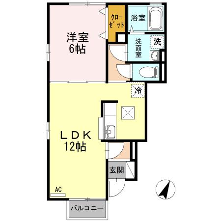 ボンボニエール雅(1LDK/1階)の間取り写真