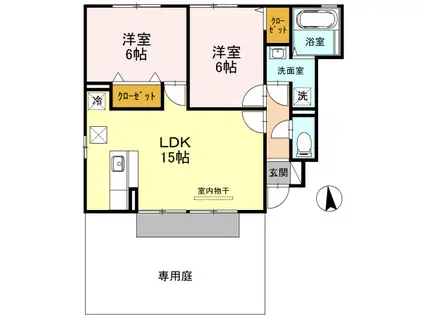 グレイスコート水谷(2LDK/1階)の間取り写真