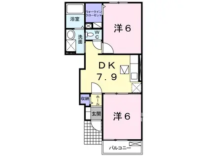 ジェルメコリーヌ(2DK/1階)の間取り写真