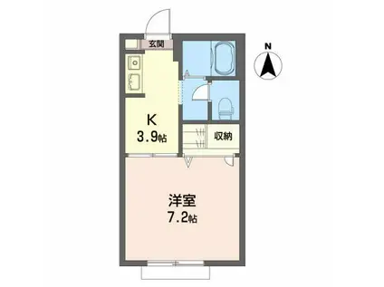 ソフト・ハーモニーA(1K/2階)の間取り写真