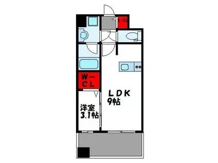 グランフォーレ千早マークスクエアウエストウイング(1LDK/4階)の間取り写真