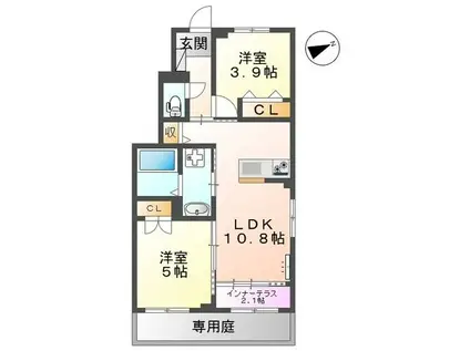 メープルガーデンI(2LDK/1階)の間取り写真