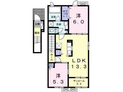 フォレ フォートI(2LDK/2階)の間取り写真