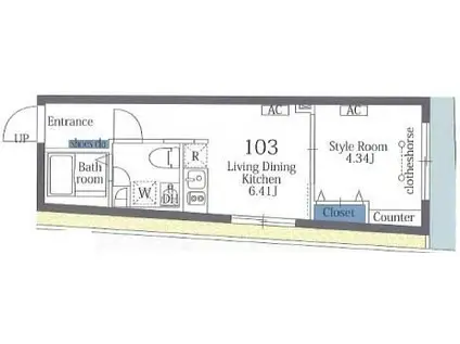 アヴァンタージュ蒲田(1DK/1階)の間取り写真