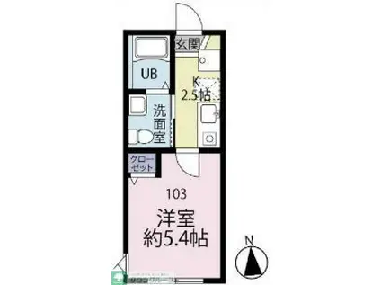 VILLA MARE(1K/1階)の間取り写真