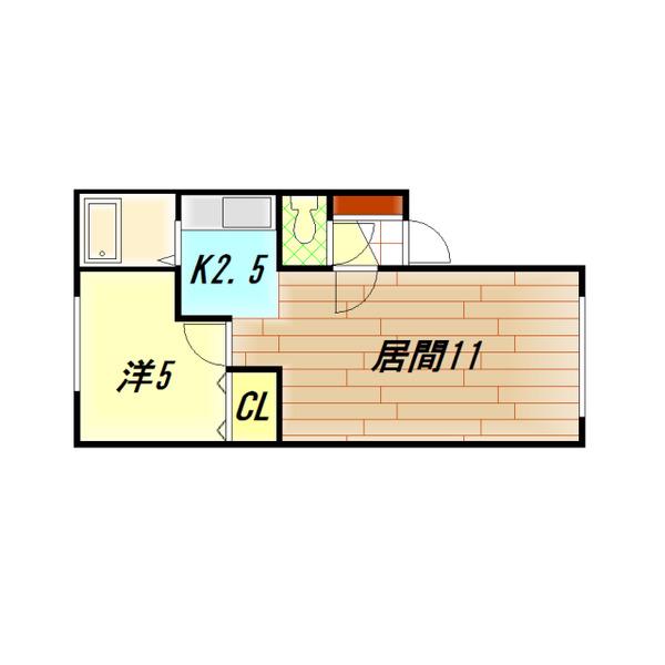 カサグレースA棟(1LDK/2階)の間取り写真