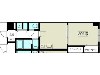 ノルデンハイムリバーサイド十三II(1DK/2階)の間取り写真