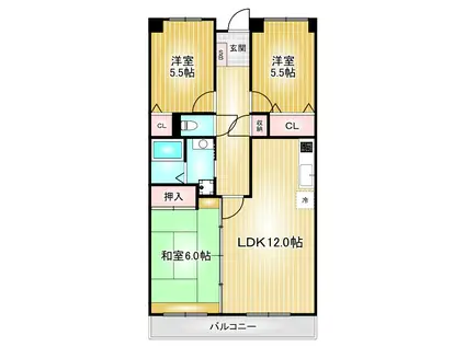 サンメゾン八熊(3LDK/2階)の間取り写真