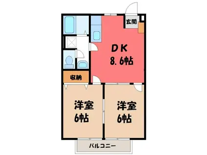 パークハイツY(2DK/1階)の間取り写真