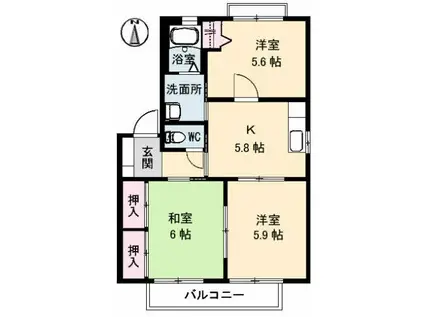 サンモールメゾン(3K/1階)の間取り写真