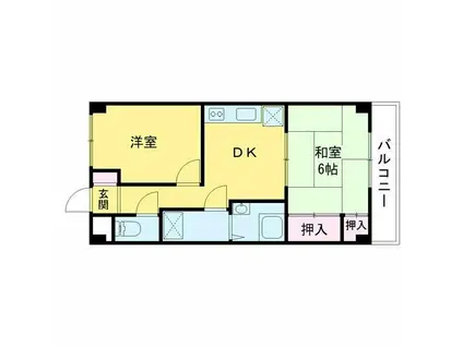 ハイランド赤尾(2DK/3階)の間取り写真