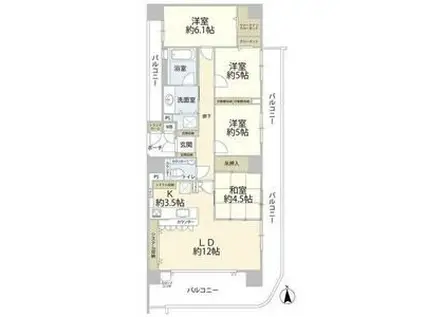 サンパーク名駅スクエア(4LDK/11階)の間取り写真