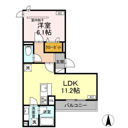 D PAINA 中野島II(1LDK/2階)の間取り写真