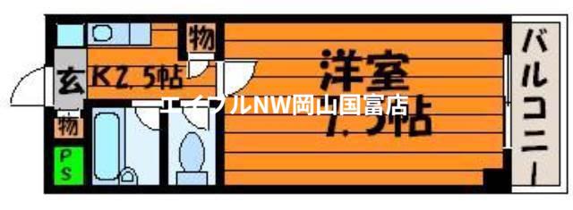 ロイヤルアクラート(1K/3階)の間取り写真