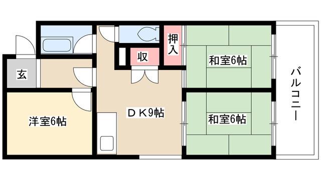 扶桑ハイツ2(3DK/4階)の間取り写真