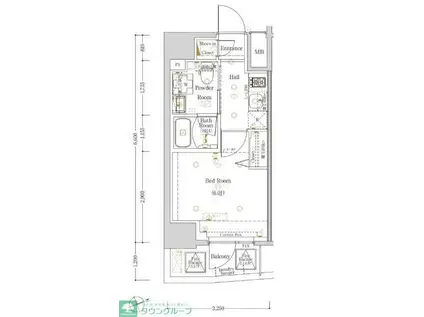 LOG戸越(1K/6階)の間取り写真