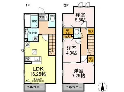 日吉グリーンヒルズII(3LDK/1階)の間取り写真