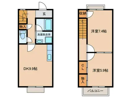 フェローA(2DK/1階)の間取り写真