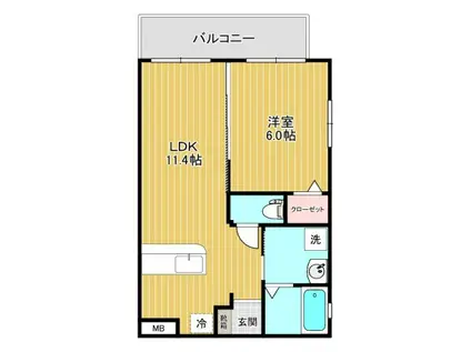 那覇市小禄マンション(1LDK/1階)の間取り写真