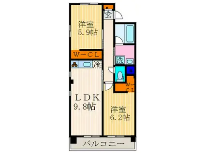 IL ROSSO堀川六角(2LDK/5階)の間取り写真