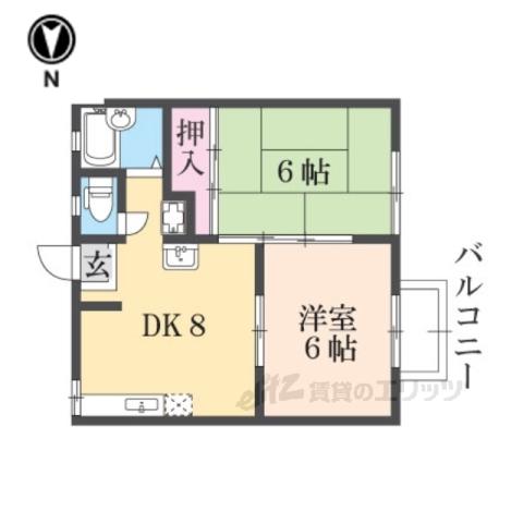 ラトゥール岩倉南(2DK/2階)の間取り写真