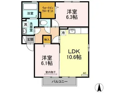 シュトラント国分寺(2LDK/2階)の間取り写真