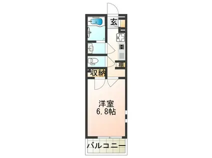 クレイノHIKARI(1K/4階)の間取り写真