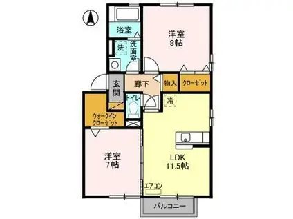 アルカディア四街道(2LDK/2階)の間取り写真