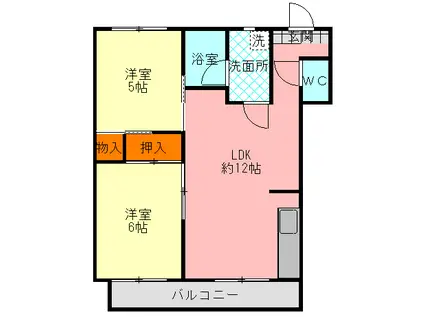 ロイヤルドミール(2LDK/2階)の間取り写真