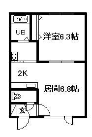 フルハウス(1DK/1階)の間取り写真