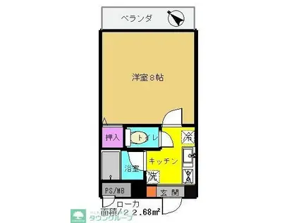 グリーンヒルズ(1K/3階)の間取り写真