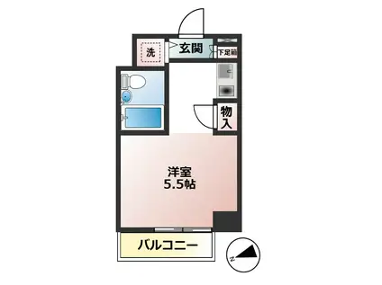 ワコーレ花小金井(ワンルーム/6階)の間取り写真