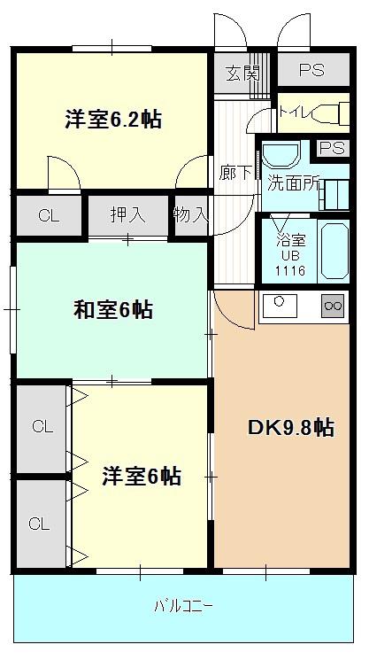 ライブリーYMK(3DK/1階)の間取り写真