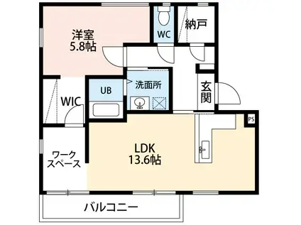 ジュネスIWAZUII(1LDK/2階)の間取り写真